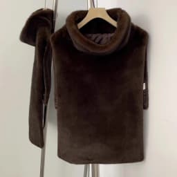 Mumaroho 2026 Winter Spring Women Faux Fur Sable Vest Crop Top Solid Turtleneck Eco Mink Faux Fur Tank Tops Pullover Jacket