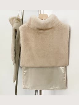 Mumaroho 2026 Winter Spring Women Faux Fur Sable Vest Crop Top Solid Turtleneck Eco Mink Faux Fur Tank Tops Pullover Jacket