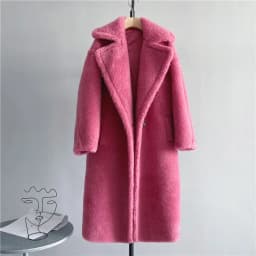 Winter Jacket Women Long Coat Wool Woven Fabric Thick Warm Outerwear Oversize Fashion Streetwear Teddy Bear Coats