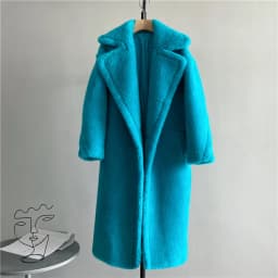 Winter Jacket Women Long Coat Wool Woven Fabric Thick Warm Outerwear Oversize Fashion Streetwear Teddy Bear Coats
