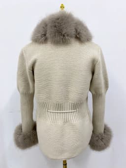 ZADORIN Autumn Winter Women Faux Fur Coat Luxury Knitted Sweater Fur Cardigan Detachable Collar White Pink Jacket Faux Fur Coats