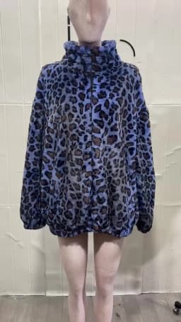 Lautaro Winter Oversized Colorful Leopard Print Faux Fur Coat Women Long Sleeve Zip Up Warm Soft Fluffy Jacket Korean Fashion
