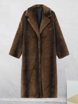 Women Solid Faux Fur Long Coat Lapel Long Sleeve Fluffy Luxury Loose Casual Outerwear 2026 Fashion Winter High Street Outwears