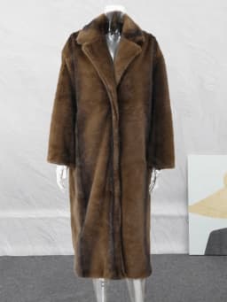 Women Solid Faux Fur Long Coat Lapel Long Sleeve Fluffy Luxury Loose Casual Outerwear 2026 Fashion Winter High Street Outwears