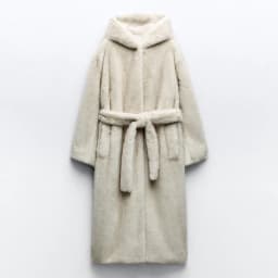 Neo Mint Belted Faux Mink Fur Coat Women 2025 Winter Beige Gradient Furry Fur Jacket Luxury Brand Hooded Warm Outerwear Overcoat