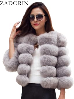ZADORIN S-6XL Mink Coat Winter Black White Faux Fur Coat Woman Elegant Fluffy Faux Fur Jacket Top Short Fur Coats Woman Clothing