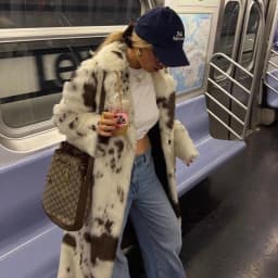 Women Faux Fur Long Coats Jackets Turn Down Collar Coat Thick Warm Y2k Streetwear Jacket Elegant Work Outerwear Autumn Winter