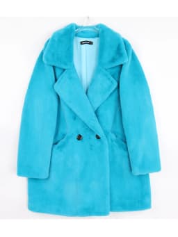 Lautaro Winter Warm White Faux Fur Coat Women Long Sleeve Lapel Double Breasted Luxury Elegant Fluffy Fake Rabbit Fur Blazers