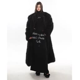 Women's wool fur coat artificial fox fur long fur coat winter warm plus long thick plush trench coat