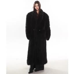 Women's wool fur coat artificial fox fur long fur coat winter warm plus long thick plush trench coat