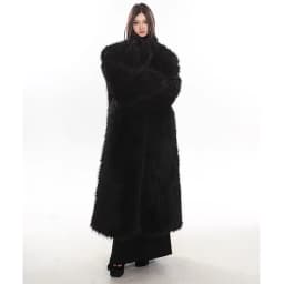Women's wool fur coat artificial fox fur long fur coat winter warm plus long thick plush trench coat