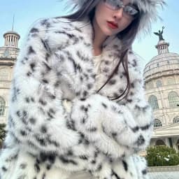 New Cool Girls Faux Fur Coat Long Belted Leopard Print Fox Fur Outerwears Women Autumn Winter Thick Warm Soft Fluffy Overcoat