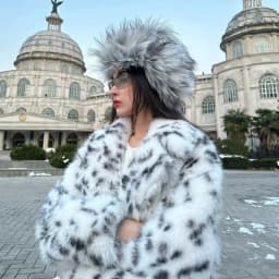 New Cool Girls Faux Fur Coat Long Belted Leopard Print Fox Fur Outerwears Women Autumn Winter Thick Warm Soft Fluffy Overcoat