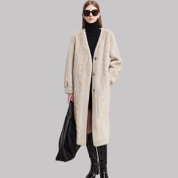 Thicken Knit Loose Coat Women Full Sleeve Single Breasted Fashion Female Cardigan Winter Warm Long Cardigan Faux Mink Outerwear