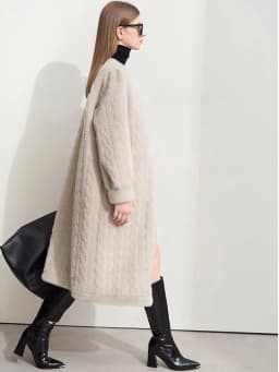Thicken Knit Loose Coat Women Full Sleeve Single Breasted Fashion Female Cardigan Winter Warm Long Cardigan Faux Mink Outerwear