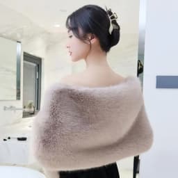 New Autumn Women Open Stitch Solid Color Shawls with Faux Fur Flocking Short Cape Female Winter Pashmina Wraps