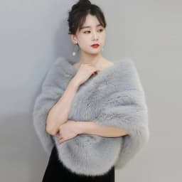 New Autumn Women Open Stitch Solid Color Shawls with Faux Fur Flocking Short Cape Female Winter Pashmina Wraps