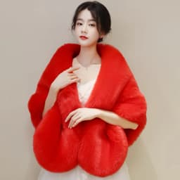 New Autumn Women Open Stitch Solid Color Shawls with Faux Fur Flocking Short Cape Female Winter Pashmina Wraps