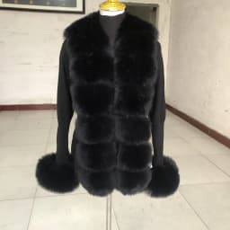 Women's Cropped Sweater Cardigan Spring Autumn Hot Sale Faux Fur Knit Sweater Cardigan with Faux Fox Fur Coat Collar Ladies