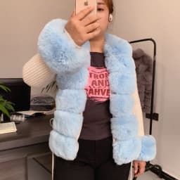 Women's Cropped Sweater Cardigan Spring Autumn Hot Sale Faux Fur Knit Sweater Cardigan with Faux Fox Fur Coat Collar Ladies