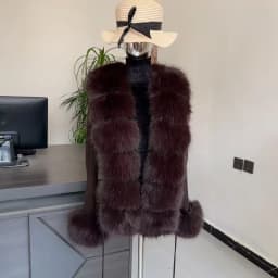 Women's Cropped Sweater Cardigan Spring Autumn Hot Sale Faux Fur Knit Sweater Cardigan with Faux Fox Fur Coat Collar Ladies