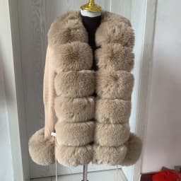 Women's Cropped Sweater Cardigan Spring Autumn Hot Sale Faux Fur Knit Sweater Cardigan with Faux Fox Fur Coat Collar Ladies