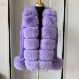 Women's Cropped Sweater Cardigan Spring Autumn Hot Sale Faux Fur Knit Sweater Cardigan with Faux Fox Fur Coat Collar Ladies
