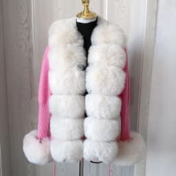 Women's Cropped Sweater Cardigan Spring Autumn Hot Sale Faux Fur Knit Sweater Cardigan with Faux Fox Fur Coat Collar Ladies
