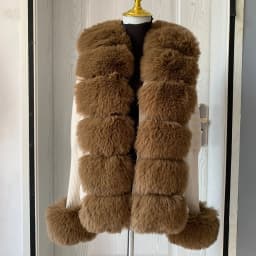 Women's Cropped Sweater Cardigan Spring Autumn Hot Sale Faux Fur Knit Sweater Cardigan with Faux Fox Fur Coat Collar Ladies