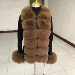 Women's Cropped Sweater Cardigan Spring Autumn Hot Sale Faux Fur Knit Sweater Cardigan with Faux Fox Fur Coat Collar Ladies