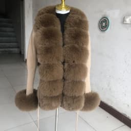 Women's Cropped Sweater Cardigan Spring Autumn Hot Sale Faux Fur Knit Sweater Cardigan with Faux Fox Fur Coat Collar Ladies