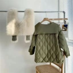 2025 Winter New Super Large Faux Fox Hair Removable Navy Collar Down cotton-padded jacket School Overcomes Women's Fur Coat