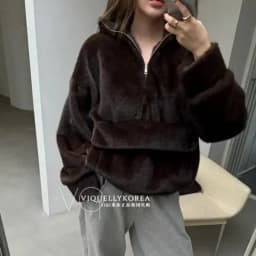 TOKO 2025 Ladies' Best-selling High-Quality New Artificial Half-Zip Oversized Loose Top - Casual, Warm Fashionable Hooded Coat