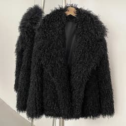 Aynaray 2025 Winter Women Faux Fur Jacket Solid Khaki Long Sleeve Thick Warm Outwear Fluffy Coat For Women
