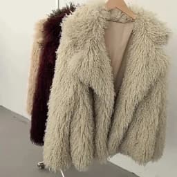 Aynaray 2025 Winter Women Faux Fur Jacket Solid Khaki Long Sleeve Thick Warm Outwear Fluffy Coat For Women