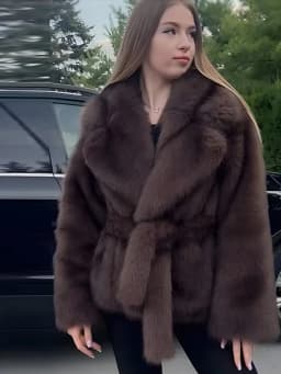 Thick Warm Faux Fur Coat for Women With Belt Turn Down Collar Fur Parkas 2025 New Winter Short Loose Fluffy Outerwear