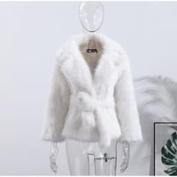 Thick Warm Faux Fur Coat for Women With Belt Turn Down Collar Fur Parkas 2025 New Winter Short Loose Fluffy Outerwear