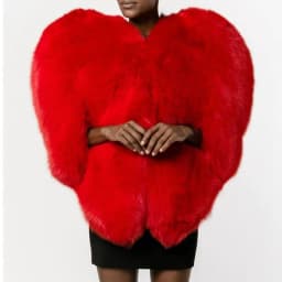 KUCLUT Fashion Solid Color Faux Fur Red Love 3D Heart Shawl Warm Coat For Women Versatile High-end Jacket Female 1A950