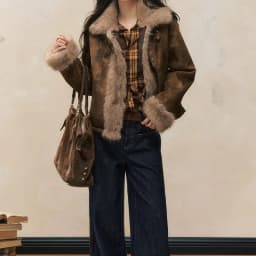 Autumn and Winter Coat with A Stylish Fur Patchwork Design Women's Biker Jacket Leather and Fur Integrated Jacket