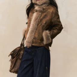 Autumn and Winter Coat with A Stylish Fur Patchwork Design Women's Biker Jacket Leather and Fur Integrated Jacket