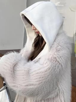 Mauroicardi Spring Winter Hairy Shaggy Soft Thick Warm Faux Fur Coat Women with Hood Fluffy Jacket Fake 2 Piece Clothes 2024