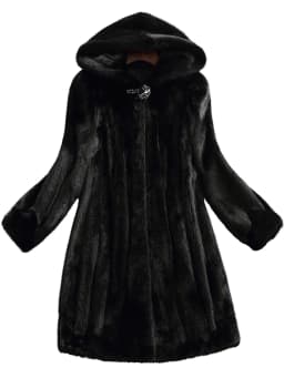 Lautaro Winter Luxury Long Black Faux Mink Fur Coat Women with Hood Long Sleeve Elegant Thick Warm Fluffy Furry Jacket 6xl 7xl