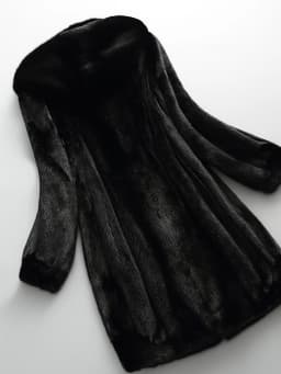 Lautaro Winter Luxury Long Black Faux Mink Fur Coat Women with Hood Long Sleeve Elegant Thick Warm Fluffy Furry Jacket 6xl 7xl