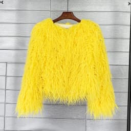 DEAT Fashion Gray Imitation Mongolia Sheep Fur Coat Women's Round Neck Long Sleeves Thick Plush Jacket Winter New