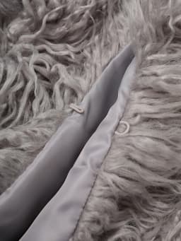 DEAT Fashion Gray Imitation Mongolia Sheep Fur Coat Women's Round Neck Long Sleeves Thick Plush Jacket Winter New