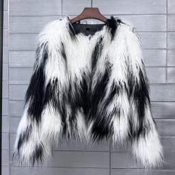DEAT Fashion Gray Imitation Mongolia Sheep Fur Coat Women's Round Neck Long Sleeves Thick Plush Jacket Winter New