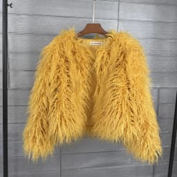 DEAT Fashion Gray Imitation Mongolia Sheep Fur Coat Women's Round Neck Long Sleeves Thick Plush Jacket Winter New