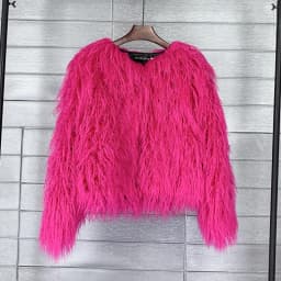 DEAT Fashion Gray Imitation Mongolia Sheep Fur Coat Women's Round Neck Long Sleeves Thick Plush Jacket Winter New