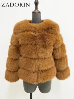 ZADORIN Long Sleeve Faux Fox Fur Coat Women Winter Fashion Thick Warm Fur Coats Outerwear Fake Fur Jacket Woman Clothing