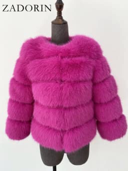 ZADORIN Long Sleeve Faux Fox Fur Coat Women Winter Fashion Thick Warm Fur Coats Outerwear Fake Fur Jacket Woman Clothing